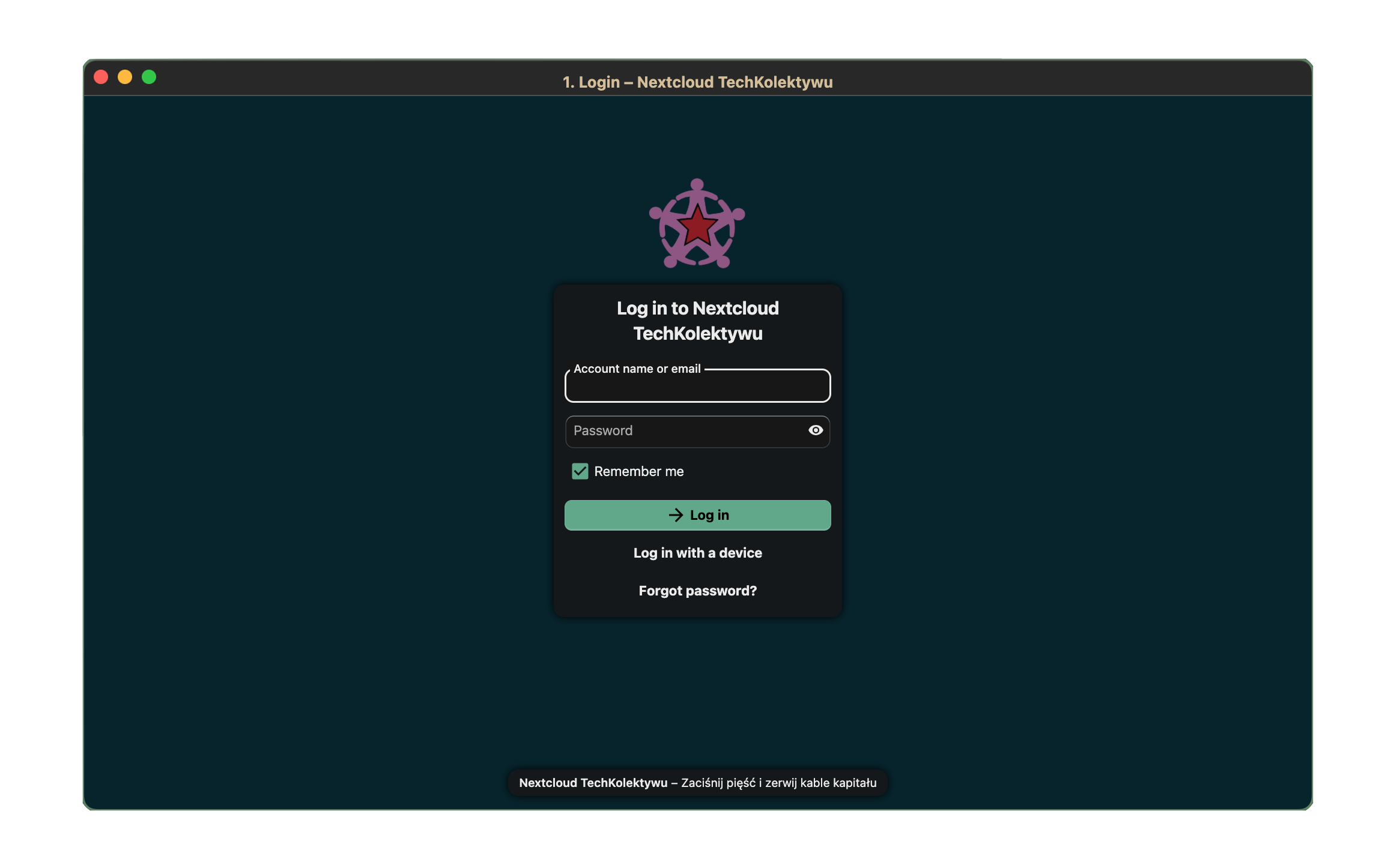 screenshot of trade union's nextcloud instance